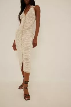 NA-KD Striped Knitted Collar Midi Dress -Party Dresses Sales nakd striped knitted collar midi dress 1100 006106 1727 1008 1