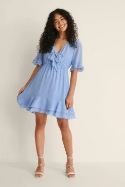 NA-KD Tie Front Sheer Mini Dress 25 NA-KD Tie Front Sheer Mini Dress -Party Dresses Sales nakd tie front sheer mini dress 1100 004591 0617 02c 1