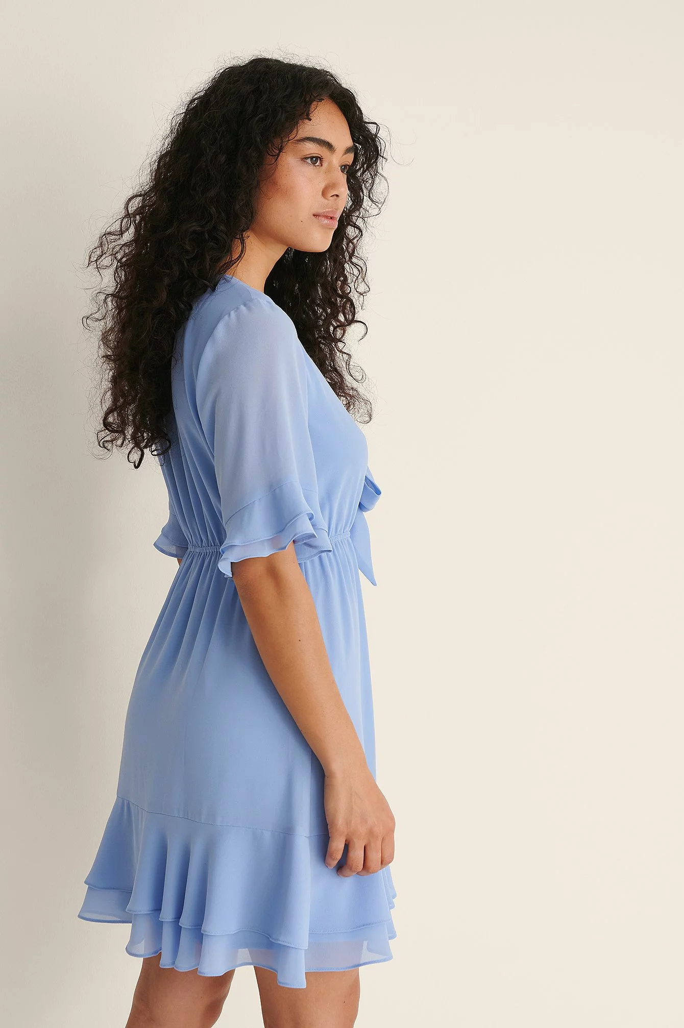 NA-KD Tie Front Sheer Mini Dress 7 NA-KD Tie Front Sheer Mini Dress - Image 7