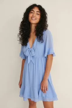 NA-KD Tie Front Sheer Mini Dress 23 NA-KD Tie Front Sheer Mini Dress -Party Dresses Sales nakd tie front sheer mini dress 1100 004591 0617 04j 1