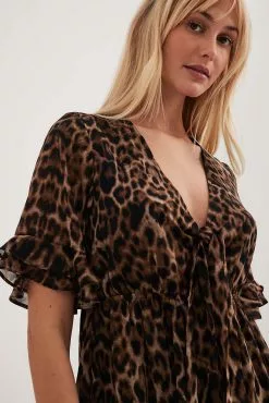 NA-KD Tie Front Sheer Mini Dress -Party Dresses Sales nakd tie front sheer mini dress 1100 004591 1045 4622