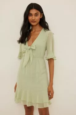 NA-KD Tie Front Sheer Mini Dress -Party Dresses Sales nakd tie front sheer mini dress 1100 004591 9020 2102