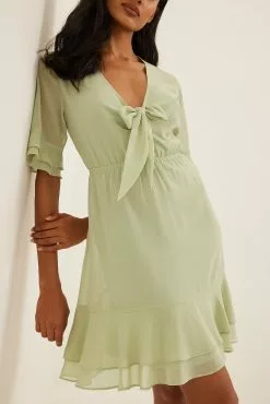 NA-KD Tie Front Sheer Mini Dress 32 NA-KD Tie Front Sheer Mini Dress -Party Dresses Sales nakd tie front sheer mini dress 1100 004591 9020 2120 1