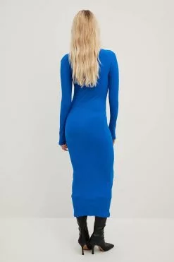 NA-KD Basic V-Neck Ribbed Midi Dress -Party Dresses Sales nakd v neck ribbed midi dress 1044 000280 0277 14784