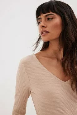 NA-KD Basic V-Neck Ribbed Midi Dress -Party Dresses Sales nakd v neck ribbed midi dress 1044 000280 1305 6976 copy 2