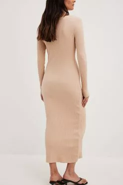 NA-KD Basic V-Neck Ribbed Midi Dress -Party Dresses Sales nakd v neck ribbed midi dress 1044 000280 1305 6991