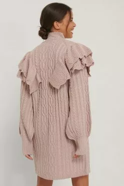 NA-KD Volume Flounce Knitted Dress -Party Dresses Sales nakd volume flounce knitted dress 1018 006319 0115 02k r 2