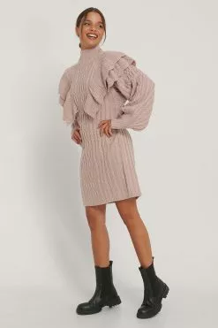 NA-KD Volume Flounce Knitted Dress