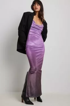 NA-KD Party Waterfall Velvet Maxi Dress