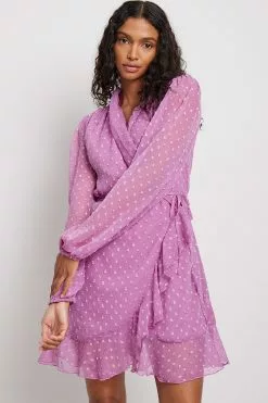 NA-KD Boho Wrap Dobby Mini Dress -Party Dresses Sales nakd wrap dobby mini dress 1014 001485 7971 41511