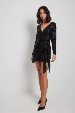 NA-KD Party Wrap Sequin Mini Dress -Party Dresses Sales nakd wrap sequin mini dress 1017 001872 0002 31443