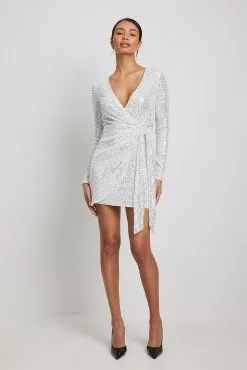 NA-KD Party Wrap Sequin Mini Dress -Party Dresses Sales nakd wrap sequin mini dress 1017 001872 0014 0665