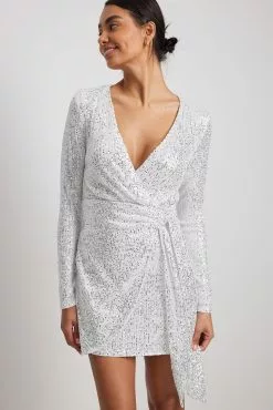 NA-KD Party Wrap Sequin Mini Dress -Party Dresses Sales nakd wrap sequin mini dress 1017 001872 0014 0688