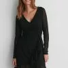 NA-KD Wrap Tie Mesh Dress
