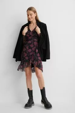 NA-KD Wrap Tie Mesh Dress -Party Dresses Sales nakd wrap tie mesh dress 1100 003978 0793 01c 1