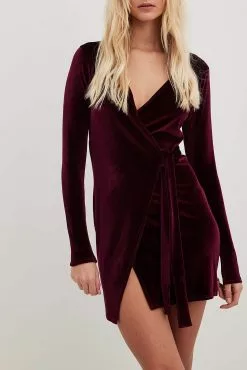 NA-KD Party Wrap Velvet Mini Dress -Party Dresses Sales nakd wrap velvet mini dress 1017 002186 0212 14826 1