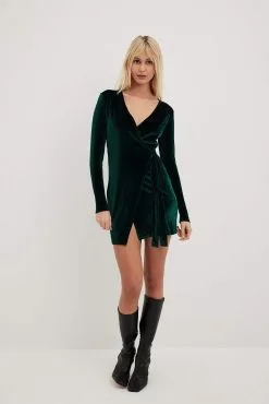 NA-KD Party Wrap Velvet Mini Dress -Party Dresses Sales nakd wrap velvet mini dress 1017 002186 0570 14789 1 1