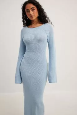 NA-KD Open Back Lace Detail Knitted Maxi Dress -Party Dresses Sales open back lace detail knitted maxi dress 1100 006235 0003 16428