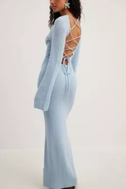 NA-KD Open Back Lace Detail Knitted Maxi Dress -Party Dresses Sales open back lace detail knitted maxi dress 1100 006235 0003 16442