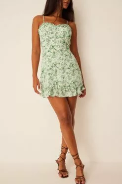 Pamela X NA-KD Reborn Recycled Ruffle Neckline Thin Strap Dress -Party Dresses Sales recycled ruffle neckline thin strap dress 1659 000070 9832 01c