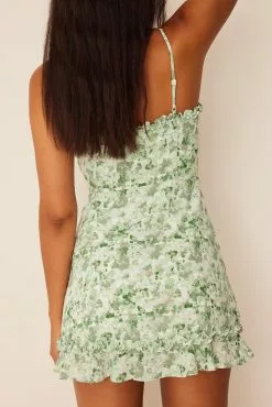 Pamela X NA-KD Reborn Recycled Ruffle Neckline Thin Strap Dress -Party Dresses Sales recycled ruffle neckline thin strap dress 1659 000070 9832 04