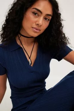 NA-KD Rib Knitted Collar Midi Dress -Party Dresses Sales rib knitted collar midi dress 1100 007092 001826540 1