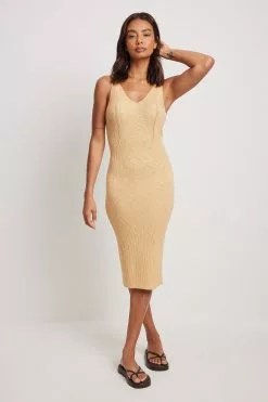 Molly Rustas X NA-KD Ribbed Detail Knitted Midi Dress -Party Dresses Sales ribbed detail knitted midi dress 1774 000016 0753 01c