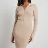 Molly Rustas X NA-KD Ribbed Knitted Long Sleeve Midi Dress