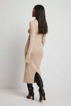 Molly Rustas X NA-KD Ribbed Knitted Long Sleeve Midi Dress -Party Dresses Sales ribbed knitted long sleeve midi dress 1774 000060 9809 5597