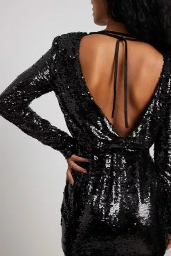 Picked By Hanna Schönberg Sequin Detail Deep Back Mini Dress -Party Dresses Sales sequin deep back detail dress 1787 000006 00022267 1