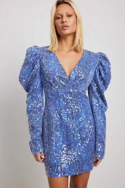 NA-KD Party Sequin Puff Sleeve Mini Dress -Party Dresses Sales sequin puff sleeve mini dress 1017 002092 0322 35083