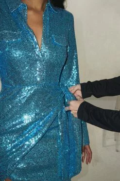 NA-KD Party Sequin Wrap Shirt Mini Dress -Party Dresses Sales sequin wrap shirt mini dress 1017 001893 0263