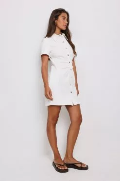 NA-KD Short Sleeve Ruched Denim Dress -Party Dresses Sales short sleeve ruched denim dress 1100 006577 02608174