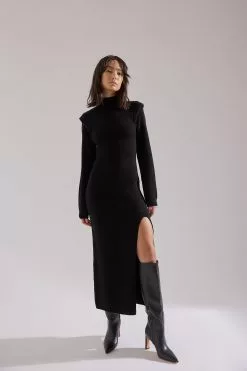 Stephsa X NA-KD Shoulder Detail Knitted Midi Dress -Party Dresses Sales shoulder detail knitted midi dress 1788 000006 000253733
