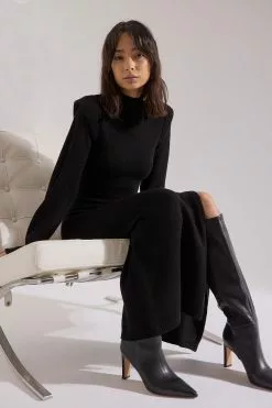 Stephsa X NA-KD Shoulder Detail Knitted Midi Dress -Party Dresses Sales shoulder detail knitted midi dress 1788 000006 000253788