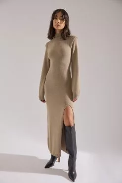Stephsa X NA-KD Shoulder Detail Knitted Midi Dress