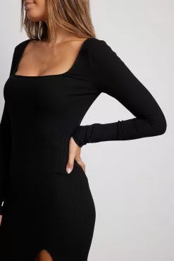 NA-KD Square Neck Slit Rib Dress 24 NA-KD Square Neck Slit Rib Dress -Party Dresses Sales square neck slit rib dress 1018 008647 00026888 copy