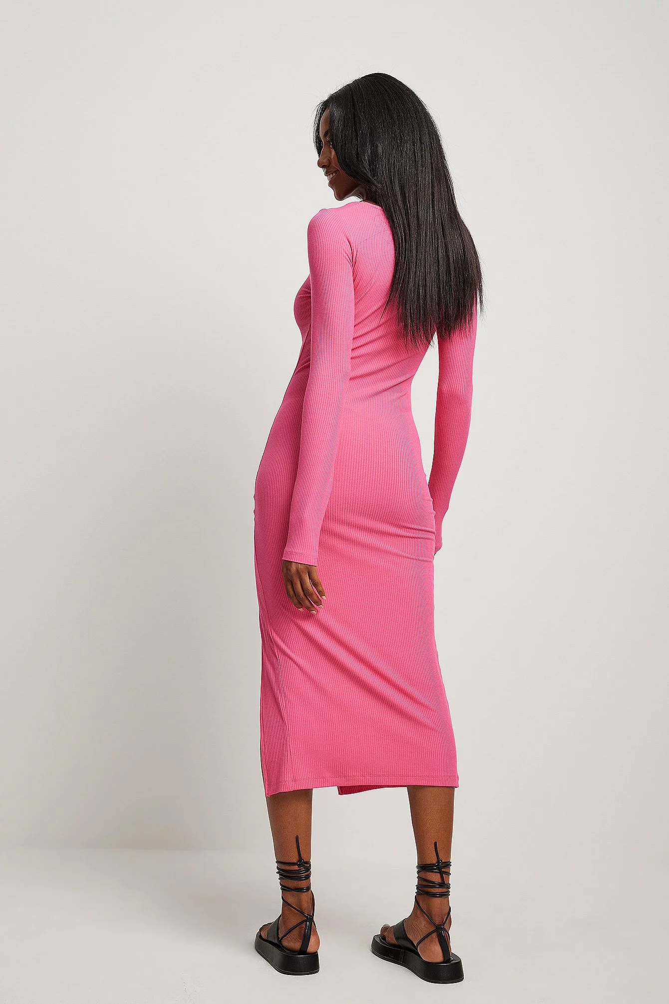 NA-KD Square Neck Slit Rib Dress 15 NA-KD Square Neck Slit Rib Dress - Image 15