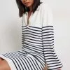 NA-KD Striped Collar Knitted Midi Dress
