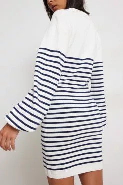NA-KD Striped Collar Knitted Midi Dress -Party Dresses Sales striped collar knitted midi dress 1100 006400 00180020