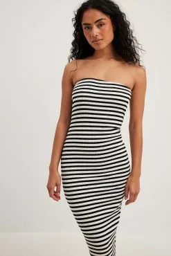 NA-KD Basic Striped Tube Midi Dress
