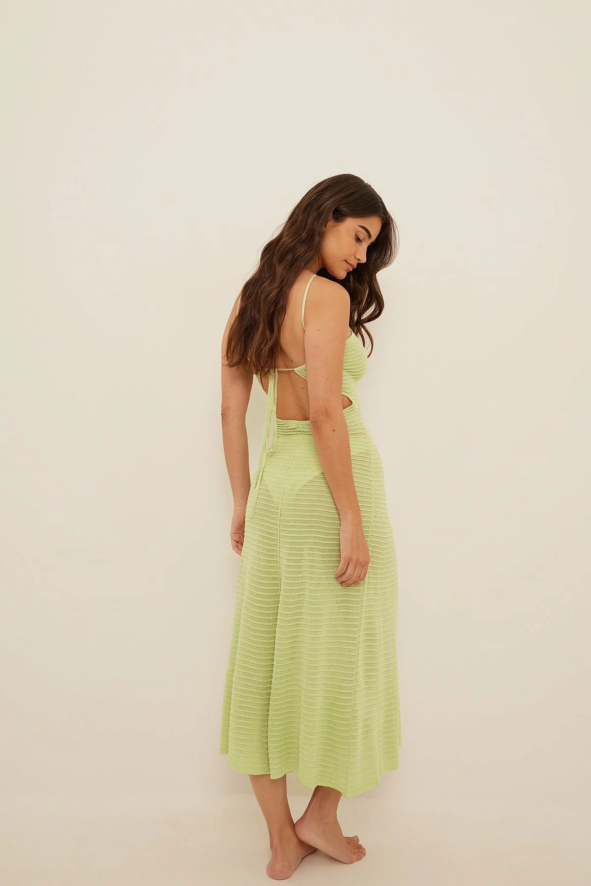 Dani Pavlica X NA-KD Tie Back Detail Ribbed Midi Dress 3 Dani Pavlica X NA-KD Tie Back Detail Ribbed Midi Dress - Image 3