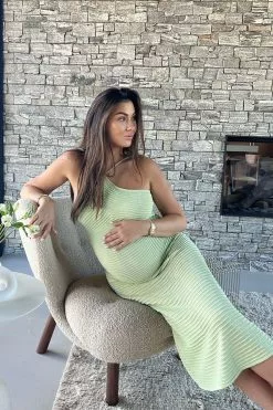 Dani Pavlica X NA-KD Tie Back Detail Ribbed Midi Dress