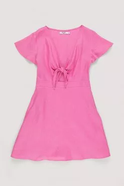 NA-KD Trend Tie Front Linen Dress -Party Dresses Sales tie front linen dress 1100 004343 0015 3 copy creative