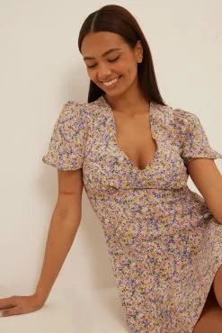 NA-KD Boho V-Neck Mini Dress