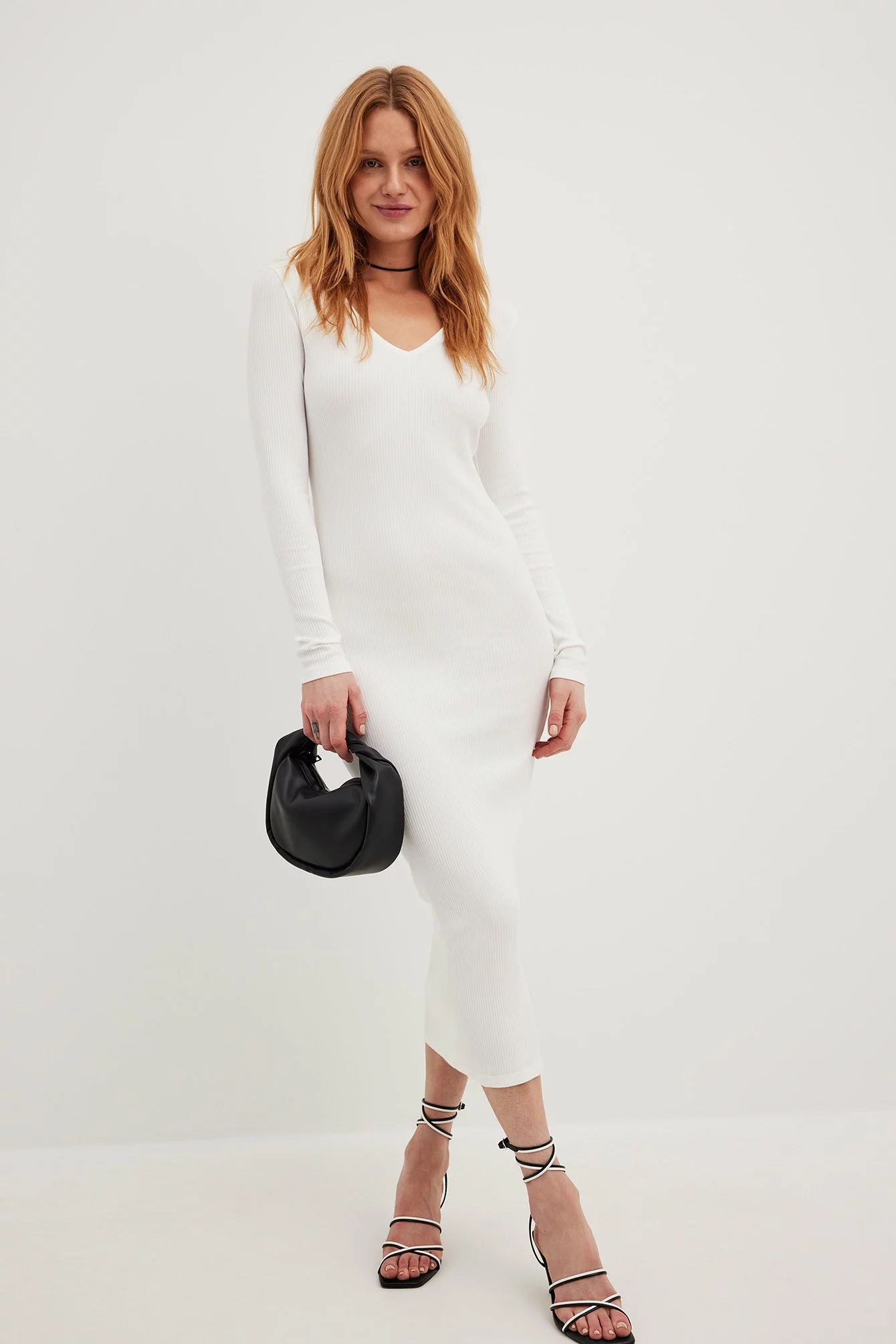 NA-KD Basic V-Neck Ribbed Midi Dress 22 NA-KD Basic V-Neck Ribbed Midi Dress - Image 22