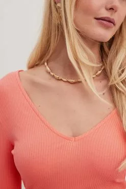 NA-KD Basic V-Neck Ribbed Midi Dress -Party Dresses Sales v neck ribbed midi dress 1044 000280 05692370 5