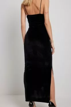 NA-KD Party Waterfall Velvet Maxi Dress -Party Dresses Sales waterfall velvet maxi dress 1017 002111 000228355