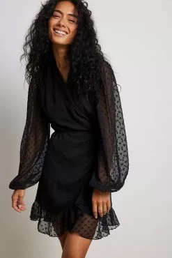 NA-KD Boho Wrap Dobby Mini Dress