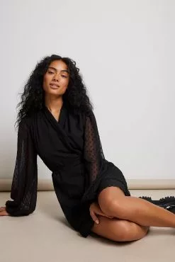 NA-KD Boho Wrap Dobby Mini Dress -Party Dresses Sales wrap dobby mini dress 1014 001485 000224243